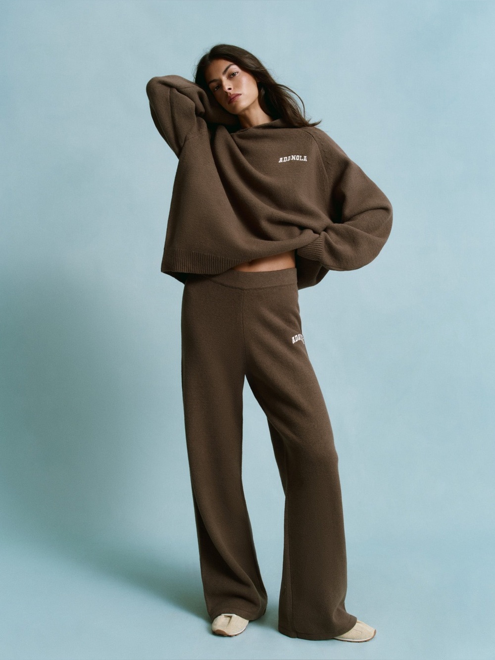 Adanola Varsity Knit Straight Leg Sweatpants Dark Cocoa Brown Size Small (tall) - Picture 4 of 13